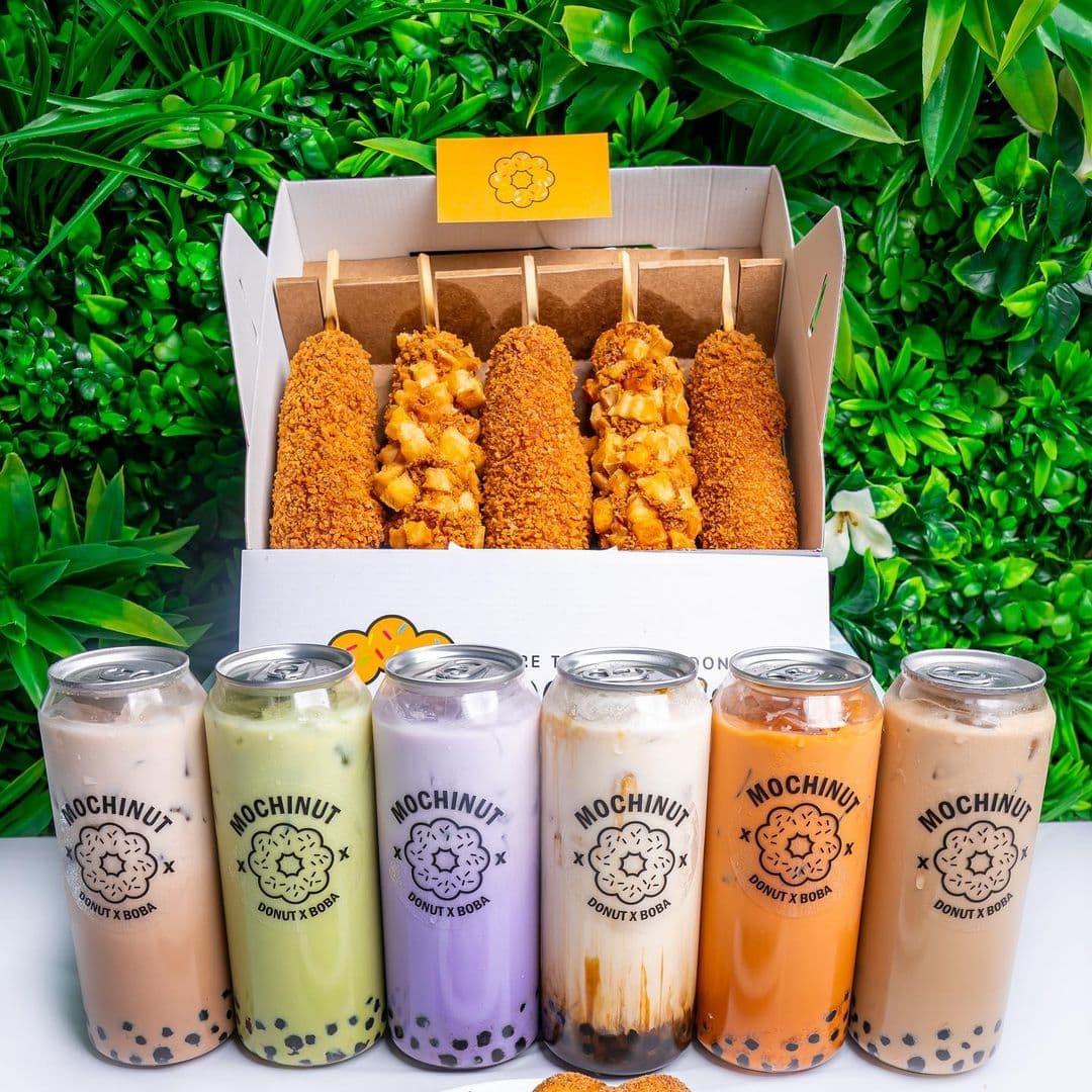 bubble tea and corndog array