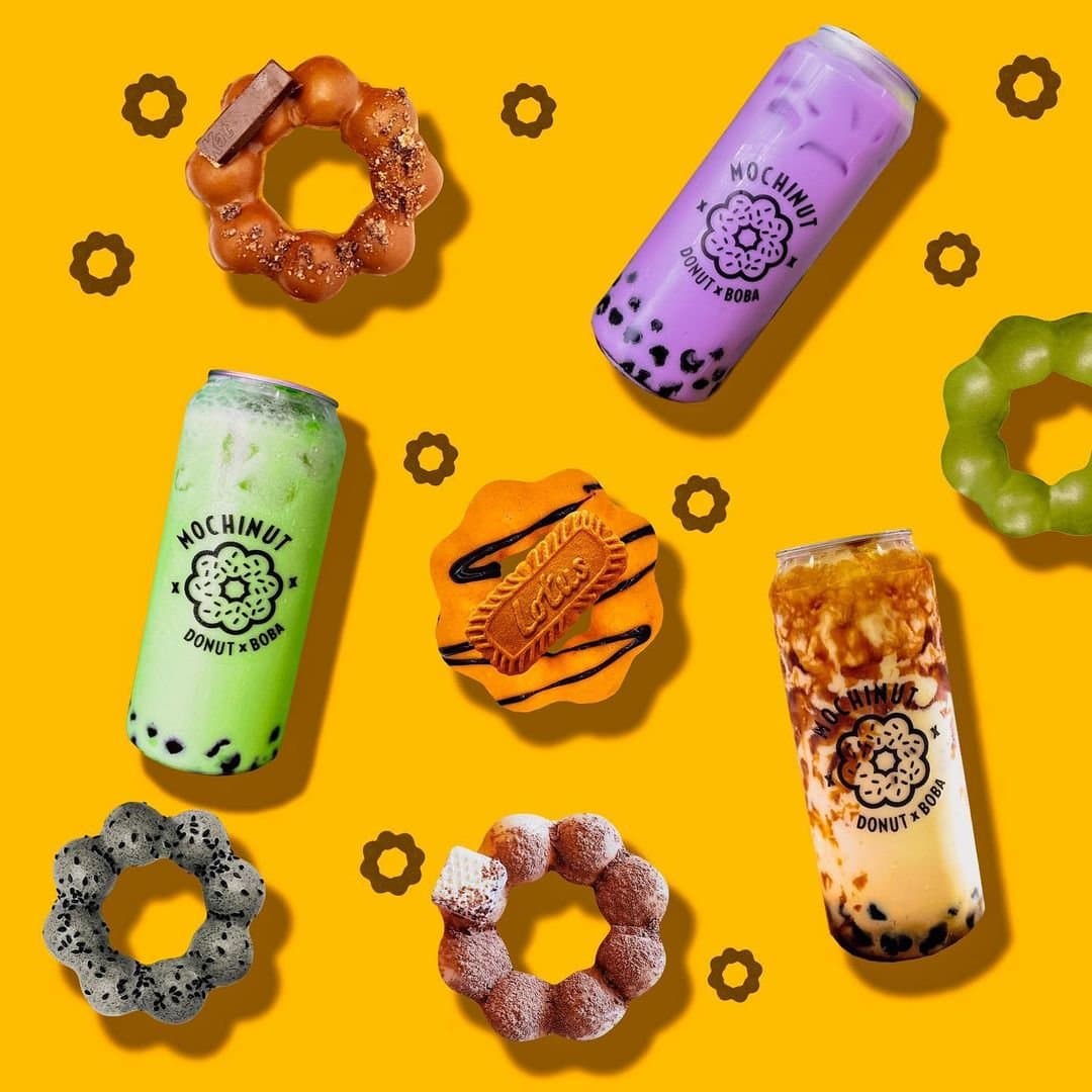 Colorful Mochinut donuts in a box